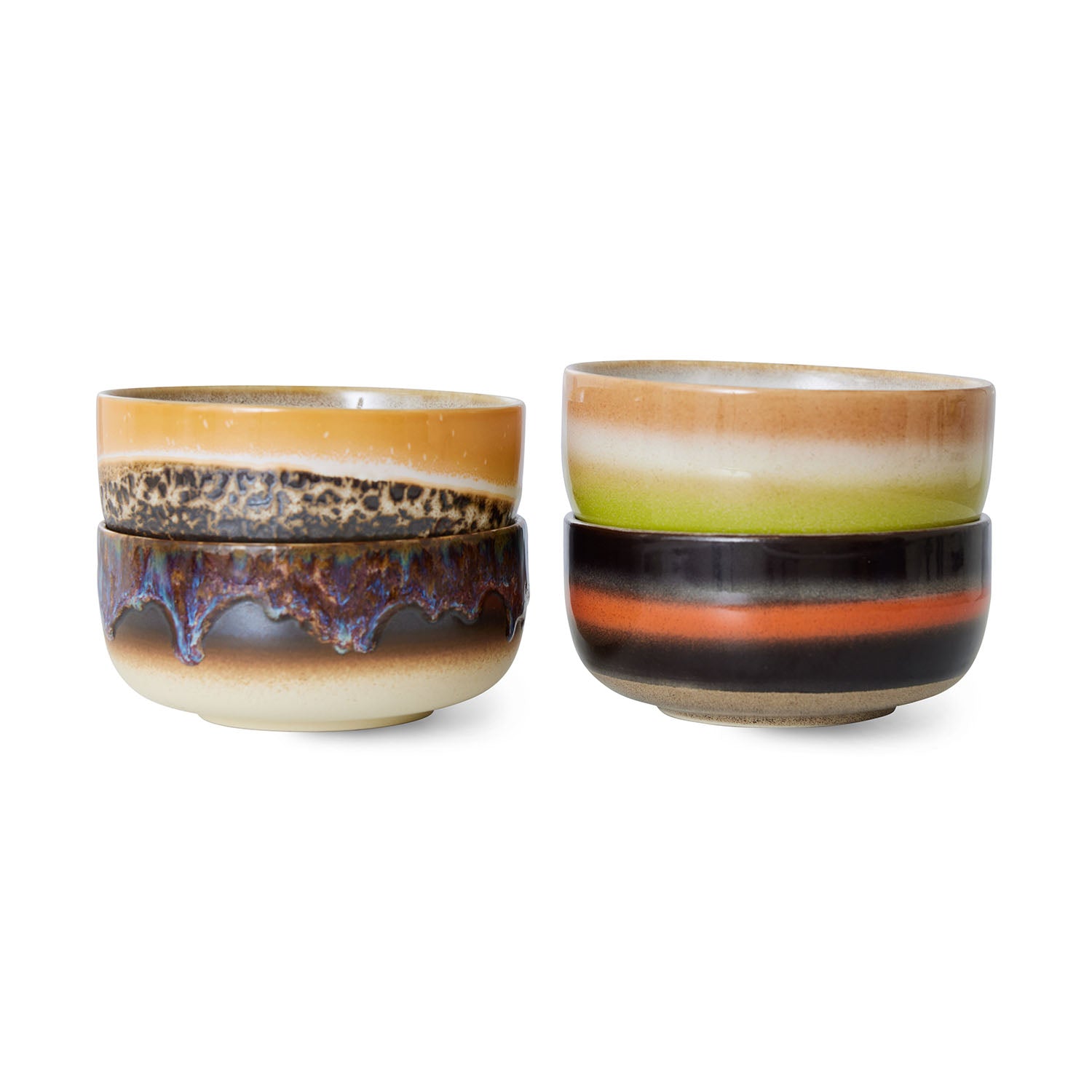 HK Living - 70s ceramics: Dessert bowls Humus - set van 4 - Oosterlinck
