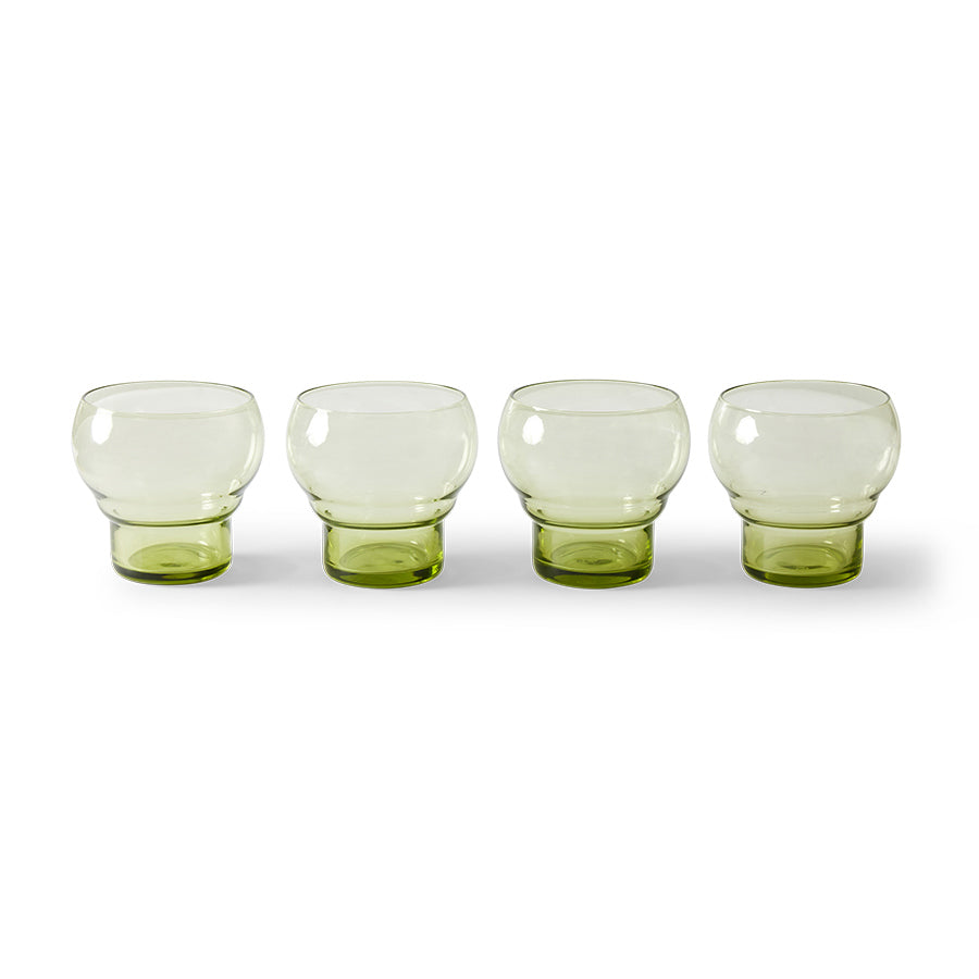 HK Living 70s Glassware Bulb glasses amber of mint - set van 4 - Oosterlinck