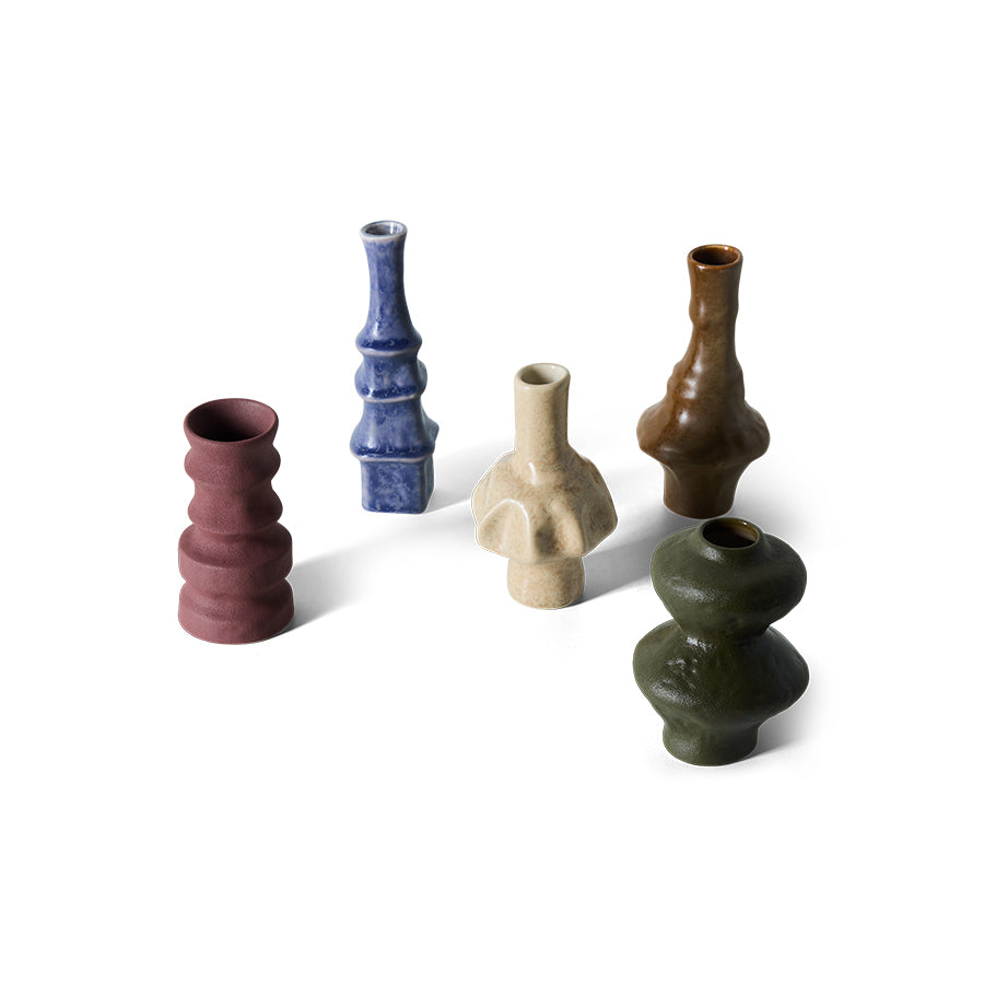 HK Living 70s ceramics small vases Palette / set van 5