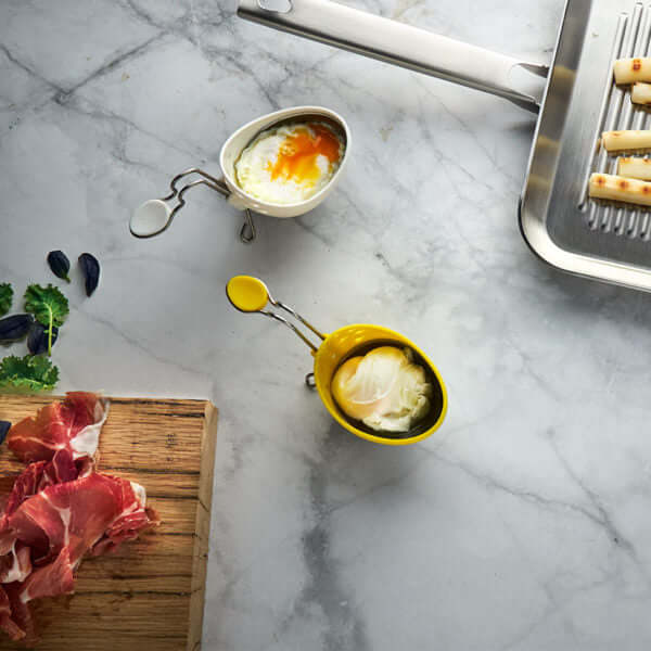 Cuisipro Eipocheerder set van 2 stuks (wit & geel) - Oosterlinck