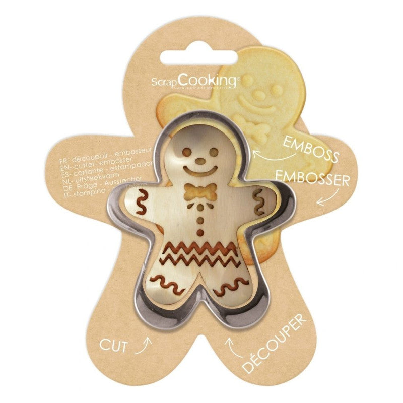 Scrap Cooking koekjesvorm XL met stempel gingerbread man