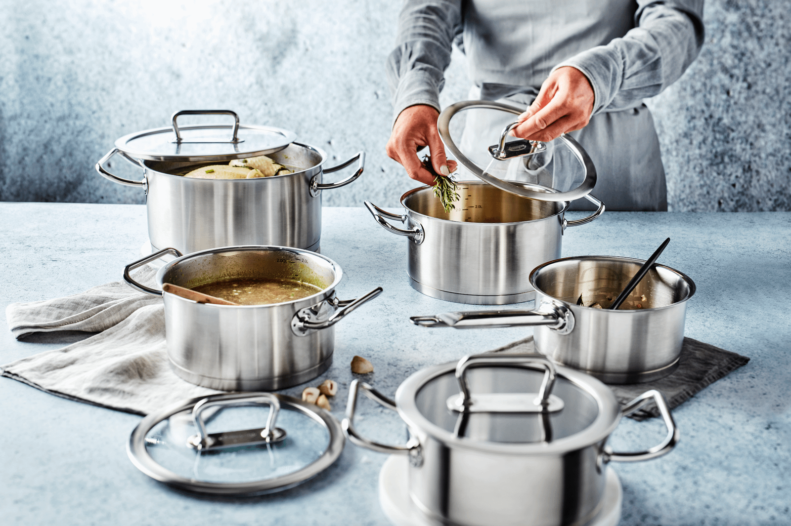 Demeyere Diverto 3 kookpottenset met glazen deksel