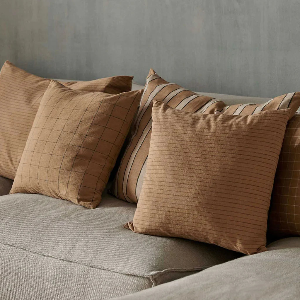 Ferm Living Brown Cotton Cushion Check -50% - Oosterlinck Home