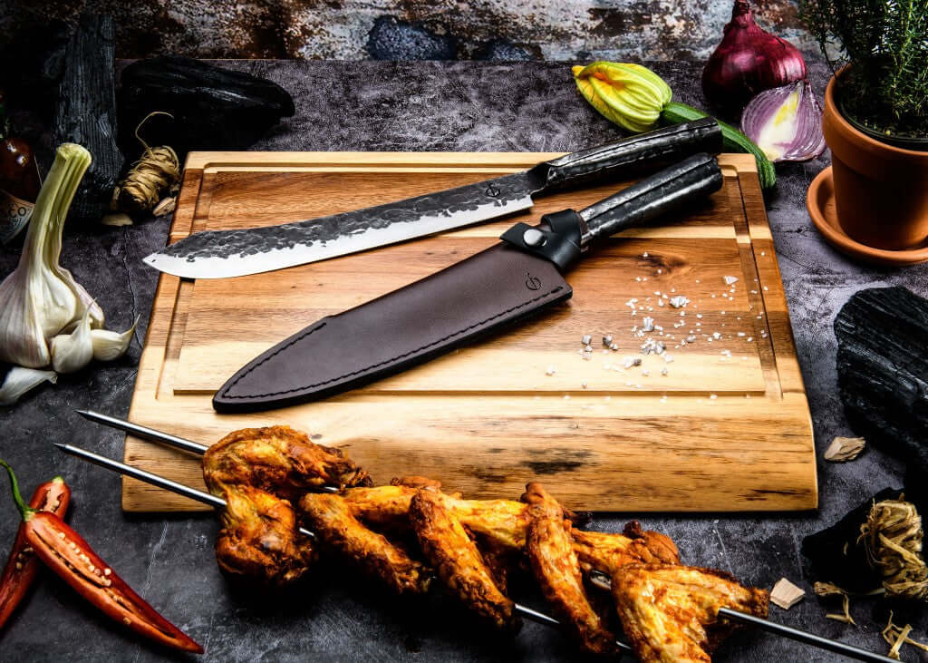 Forged koksmes + GRATIS messenhoes - Oosterlinck