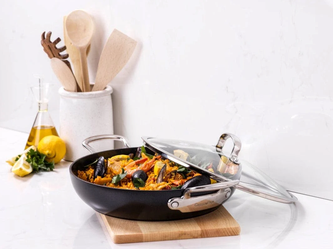 Greenpan Barcelona pro paellapan 30cm met deksel - Oosterlinck