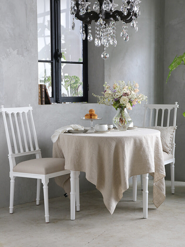 Haomy - Venise linnen tafelkleed rond 160 x 160 cm - diverse kleuren - Oosterlinck