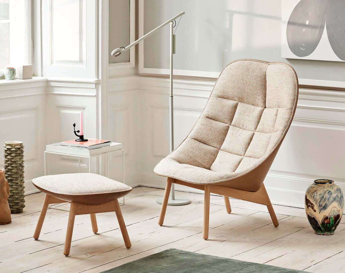 Hay - Uchiwa Quilted lounge + GRATIS ottoman - Hallingdal 126/ Sierra black - Oosterlinck