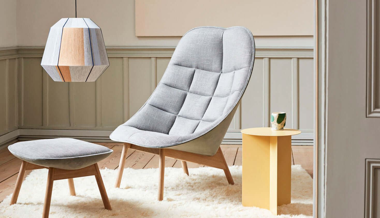 Hay - Uchiwa Quilted lounge + GRATIS ottoman - Hallingdal 126/ Sierra black - Oosterlinck