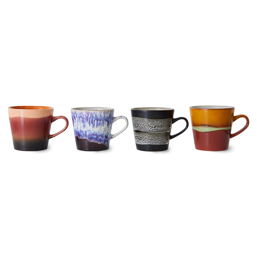 HK Living 70s ceramics americano mugs Friction / set van 4 - Oosterlinck