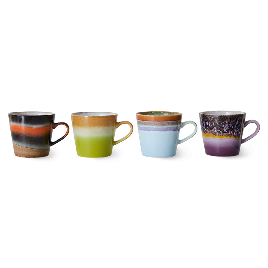 HK Living 70s ceramics cappuccino mugs Solid / set van 4 - Oosterlinck