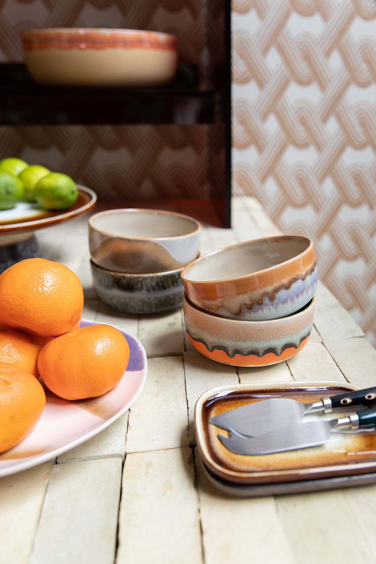 HK Living 70s ceramics: Dessert bowls Reef / set van 4 - Oosterlinck