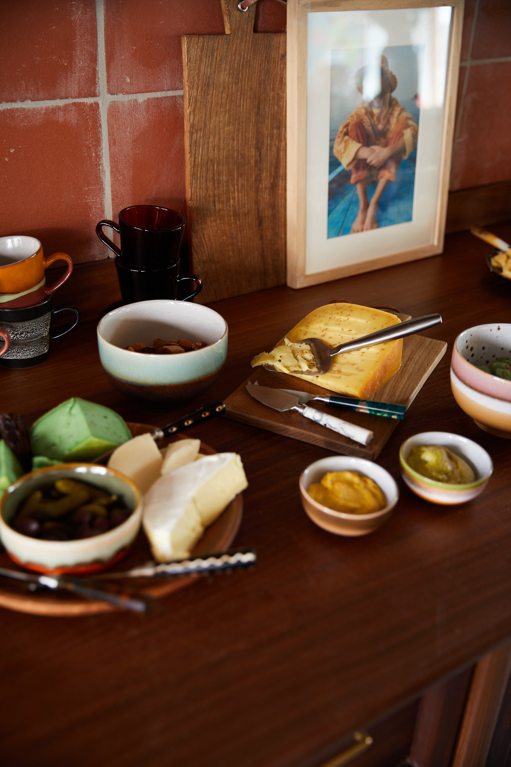 HK Living 70s ceramics: Noodle bowls Geyser / set van 4 - Oosterlinck