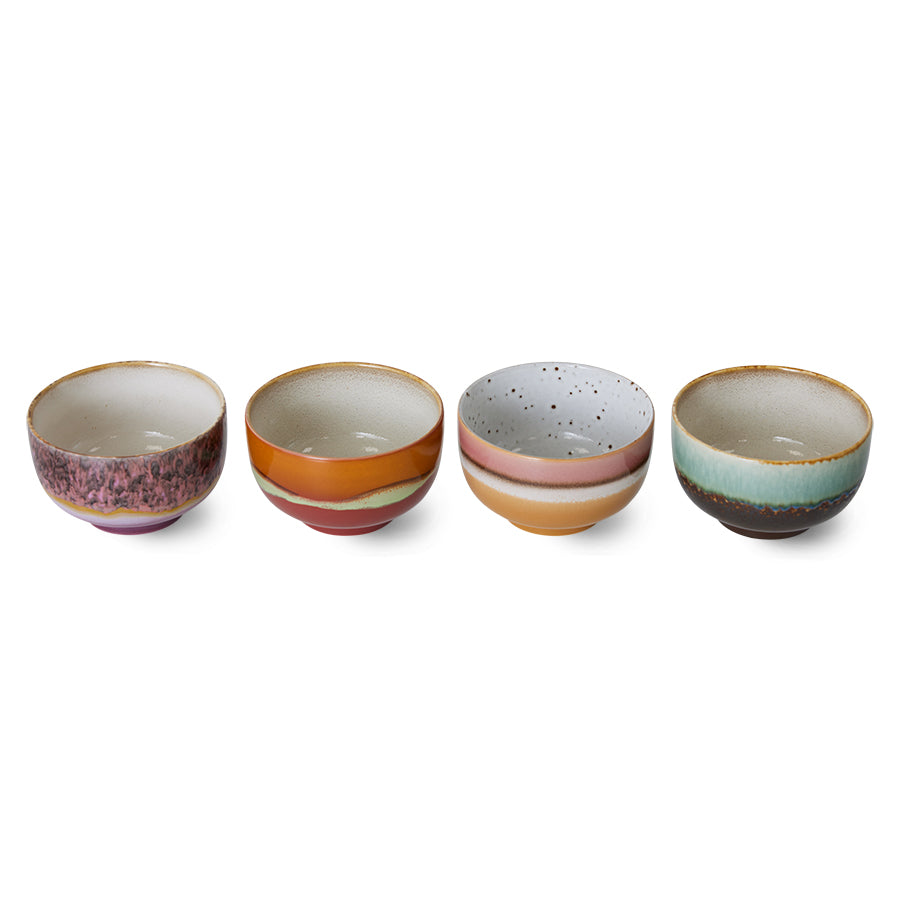 HK Living 70s ceramics: Noodle bowls Geyser / set van 4 - Oosterlinck