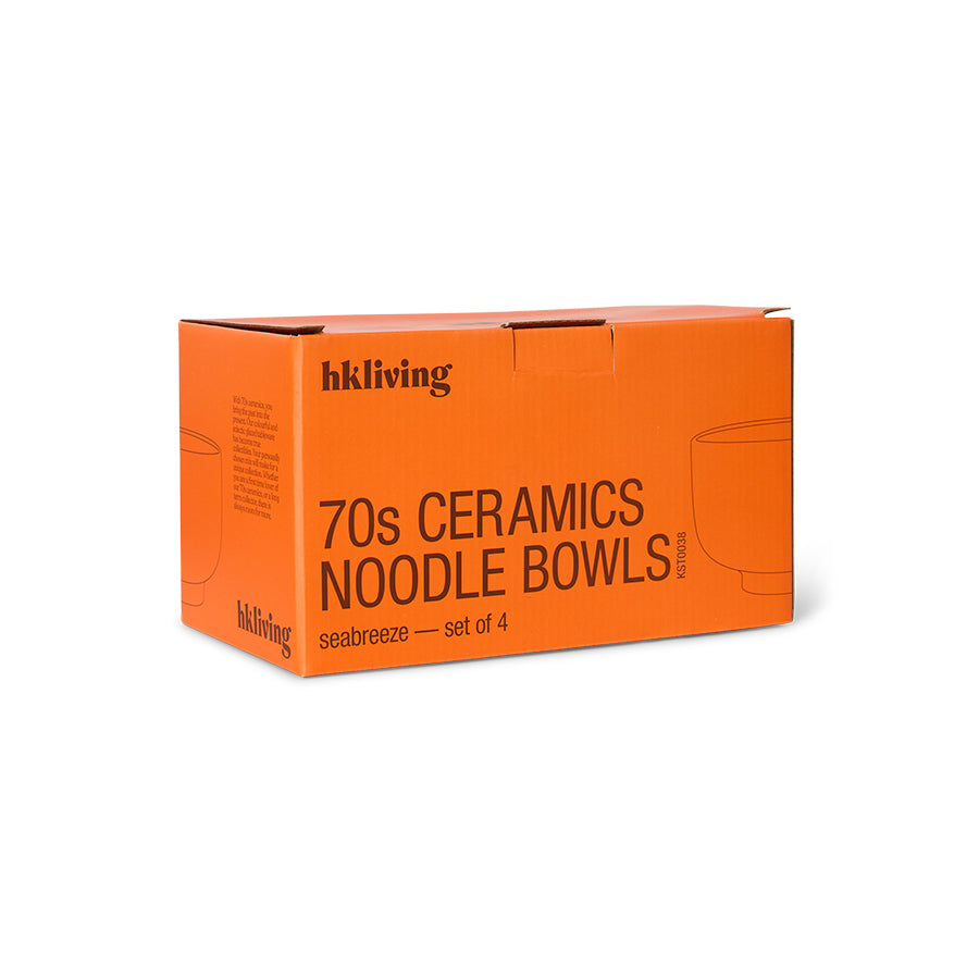 HK Living 70s ceramics: Noodle bowls Seabreeze / set van 4 - Oosterlinck