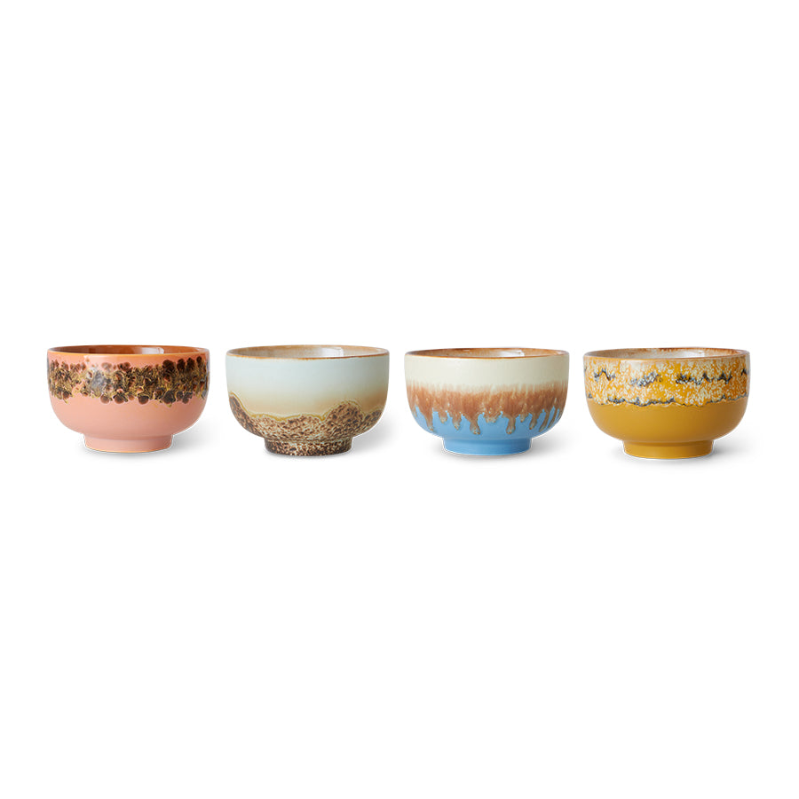 HK Living 70s ceramics: Noodle bowls Seabreeze / set van 4 - Oosterlinck
