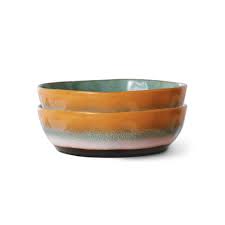HK Living 70s ceramics : pasta bowls golden hour /set van 2 borden - Oosterlinck