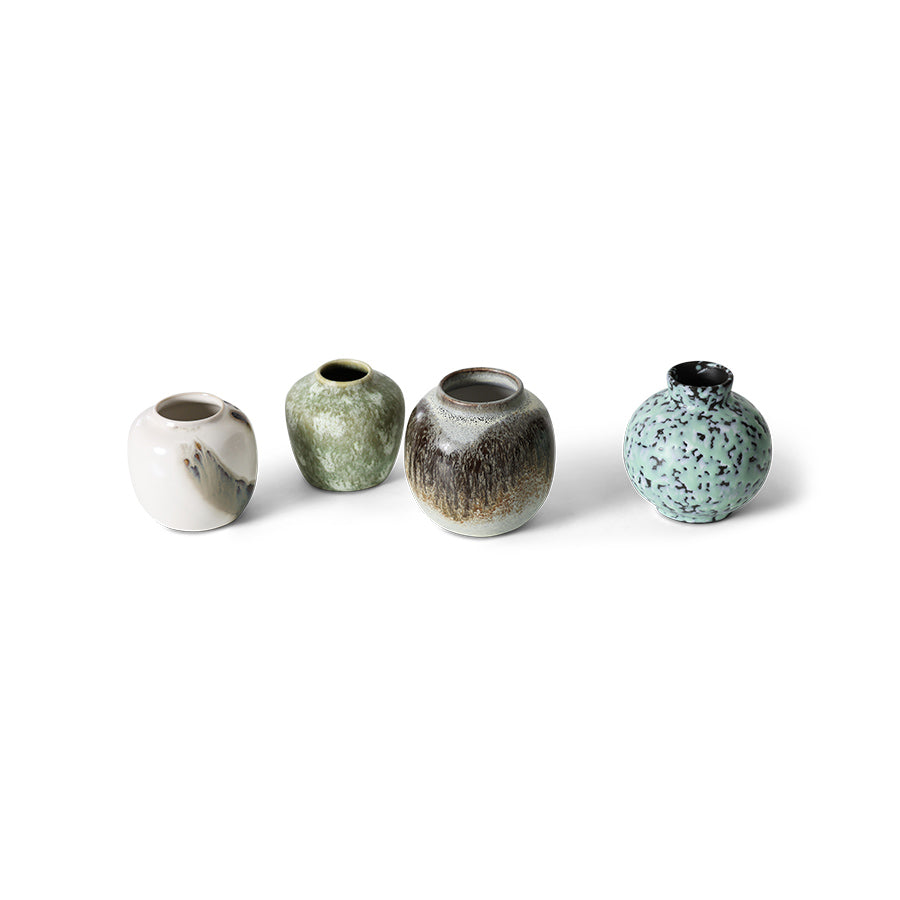 HK Living 70s ceramics small vases Canyon - set van 4 - Oosterlinck
