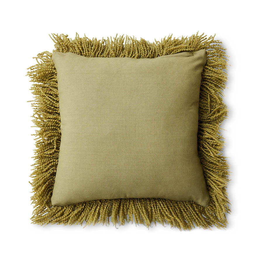 HK Living Kussen Fluffy Olive - Oosterlinck