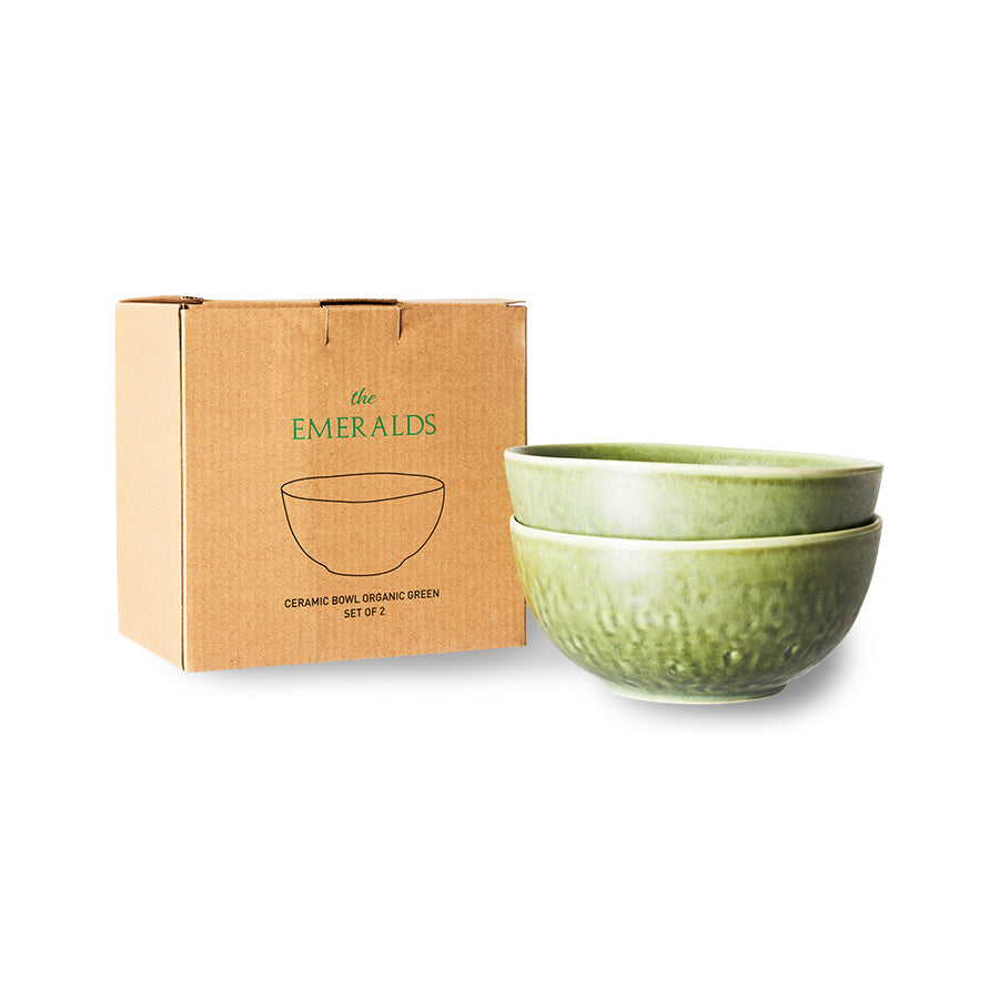 HK Living The Emeralds: Ceramic bowls green - 2 varianten - Oosterlinck