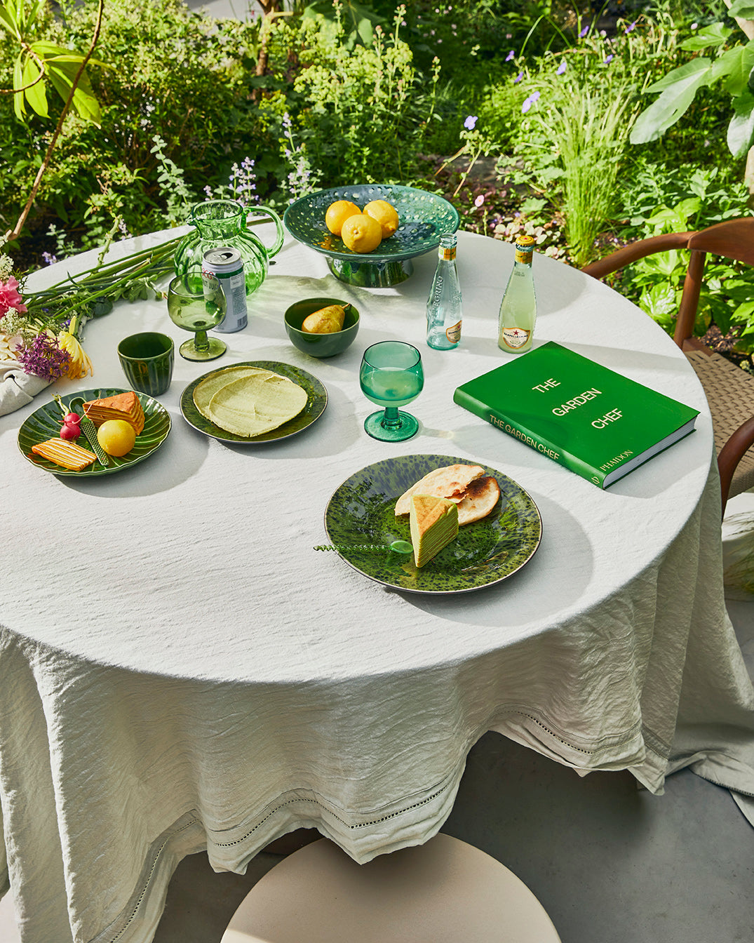 HK Living The Emeralds: Ceramic dinner plate ribbed green - set van 2 - Oosterlinck