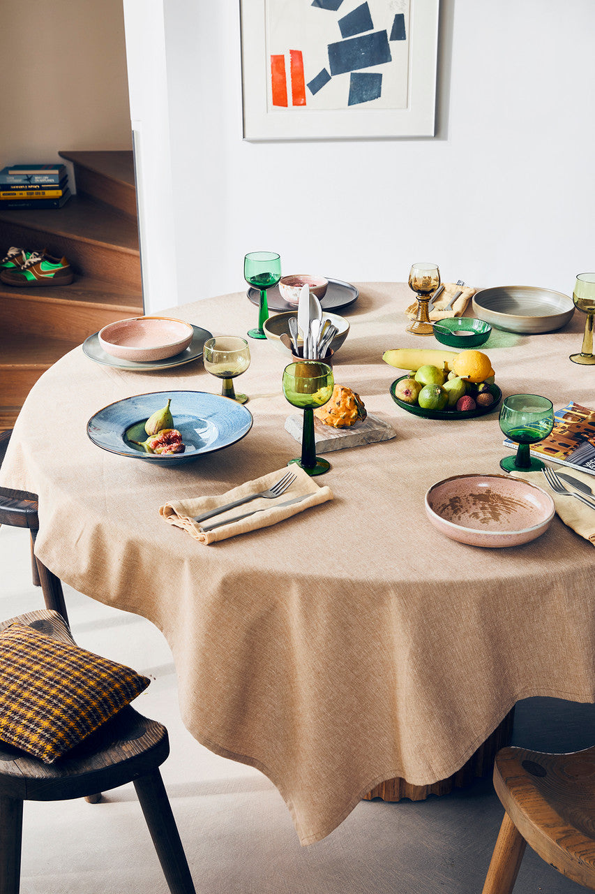 HK Living The Emeralds: Ceramic dinner plate ribbed green - set van 2 - Oosterlinck