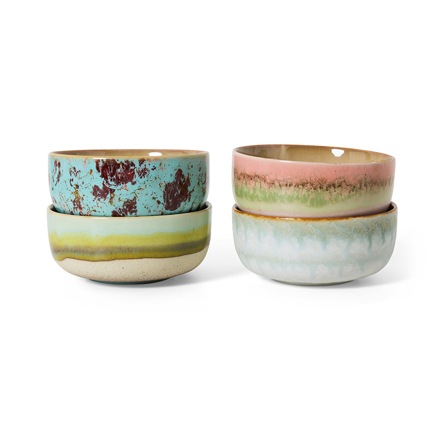 HK Living 70s ceramics: Dessert bowls Impression / set van 4