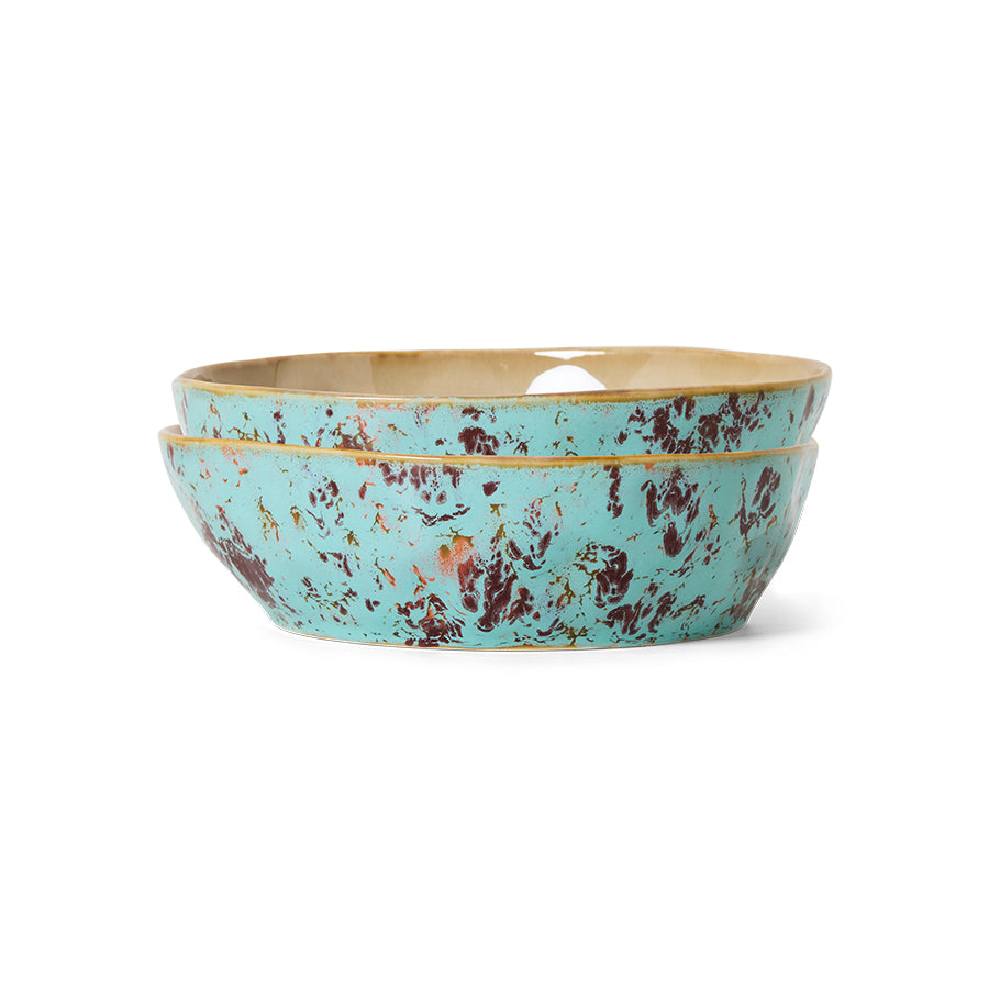 HK Living 70s Ceramics : pasta bowls Patina/ set van 2