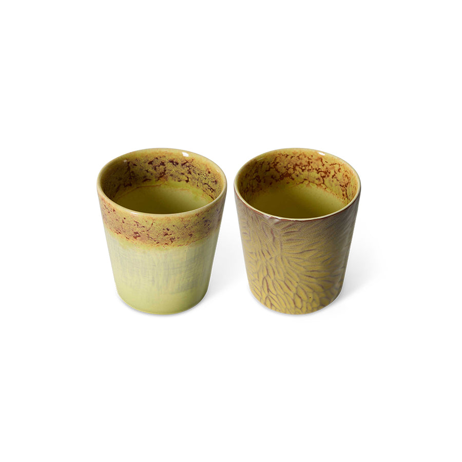 HK Living 70s Ceramics Coffee Mugs Sunflower Van Gogh / set van 2 - Oosterlinck Home
