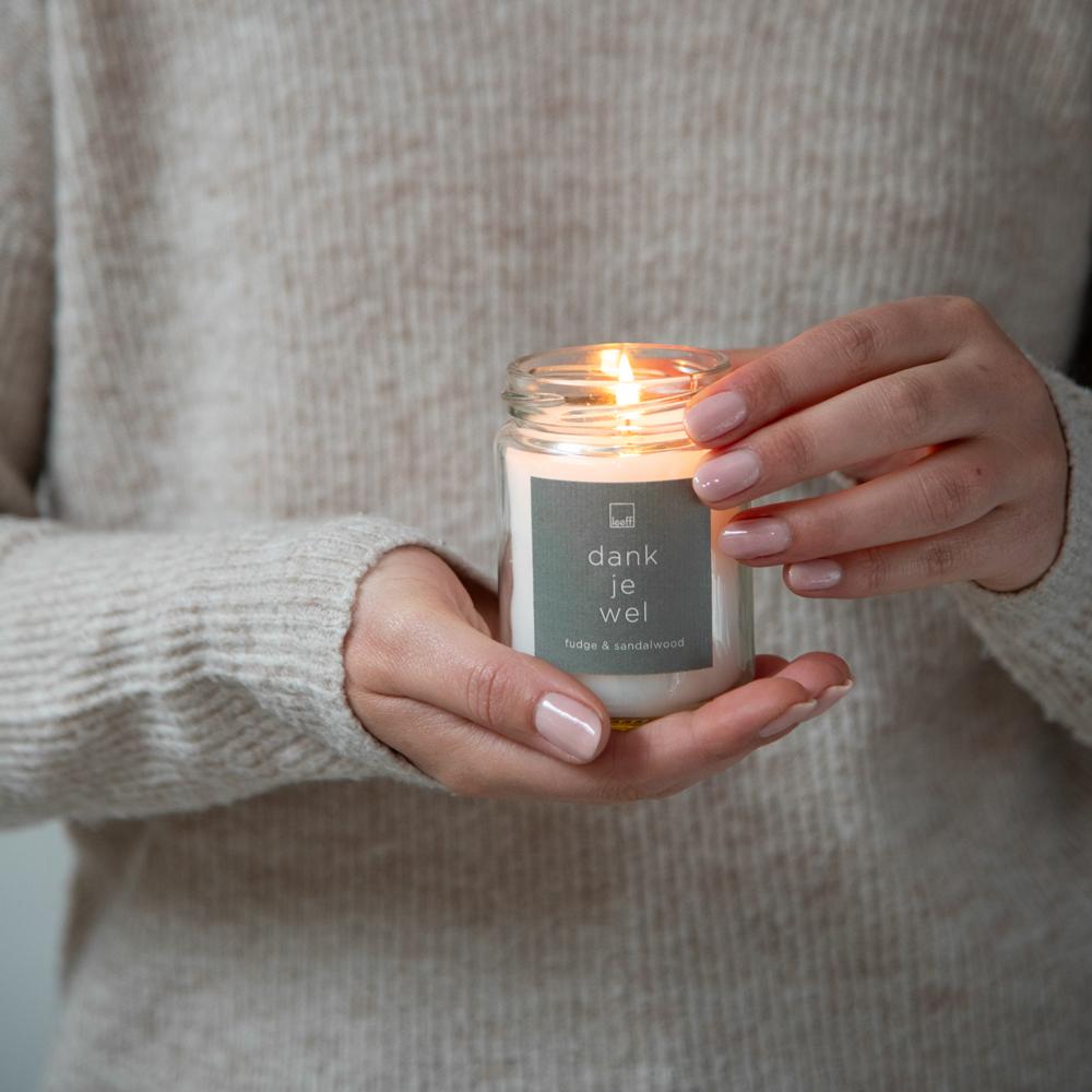 LEEFF Jar kaars large "Jij bent goud waard" of "Dank je wel" of "Shine on" - Oosterlinck