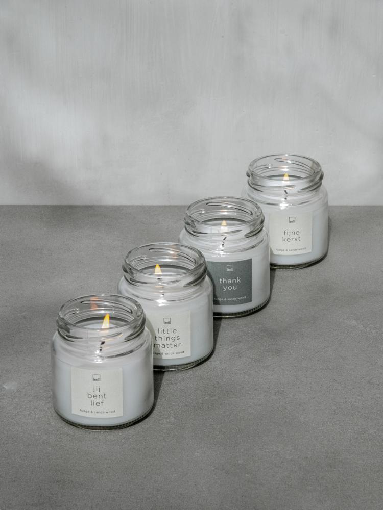 LEEFF Jar kaars small "Jij bent lief" of "Little things matter" - Oosterlinck