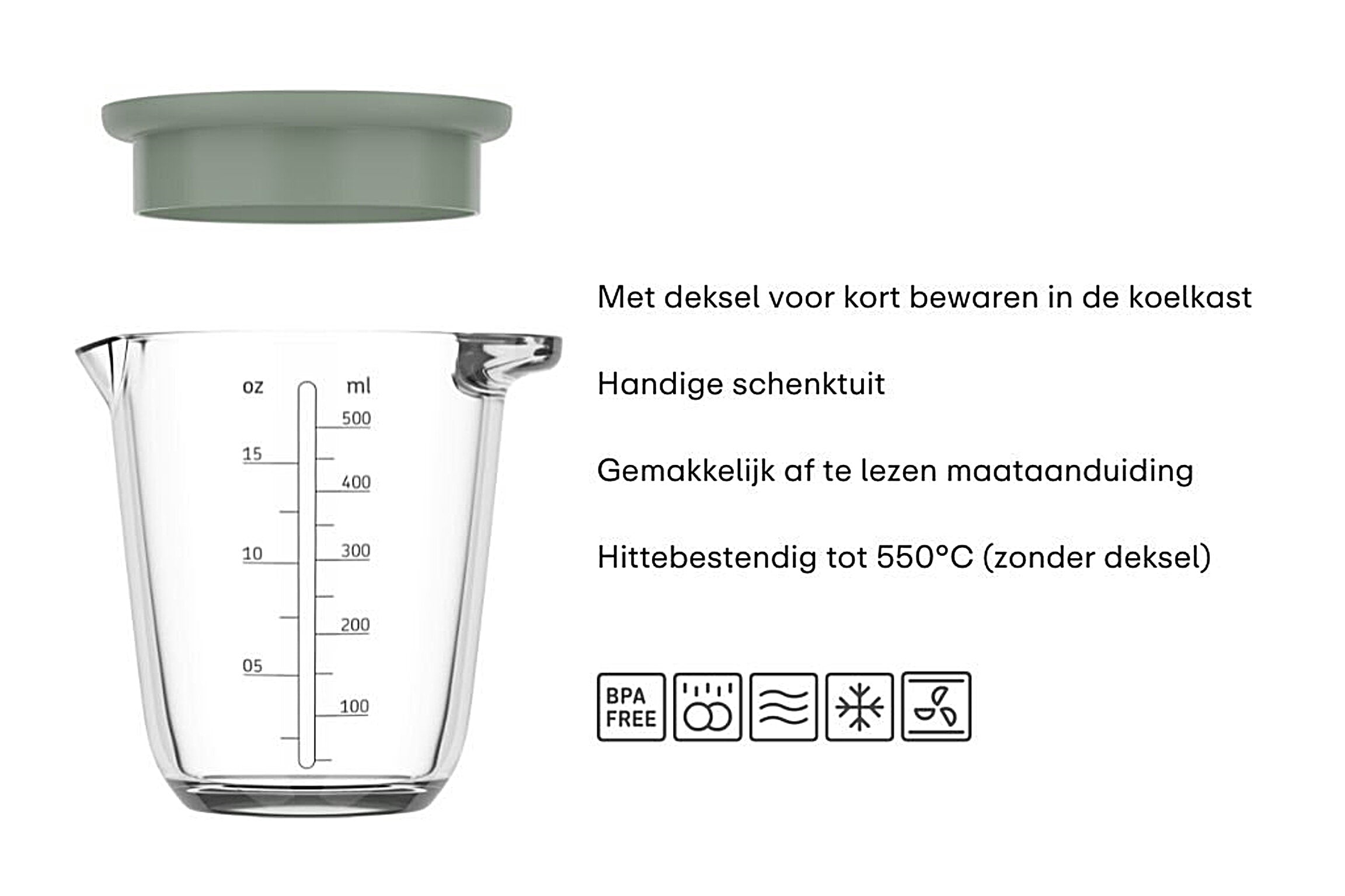 Mepal Maatbeker glas met deksel 0.5L of 1L Chef it BPA-vrij - Oosterlinck Home