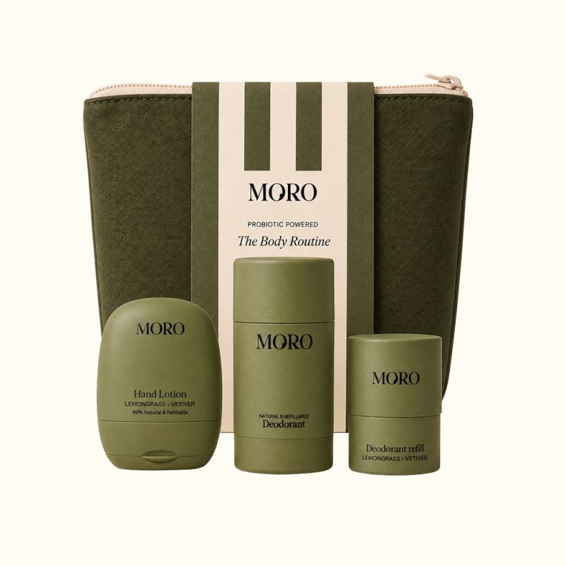 Moro Essentials The Body Routine giftset met lemongrass en vetiver, deodorant en mini bodylotion