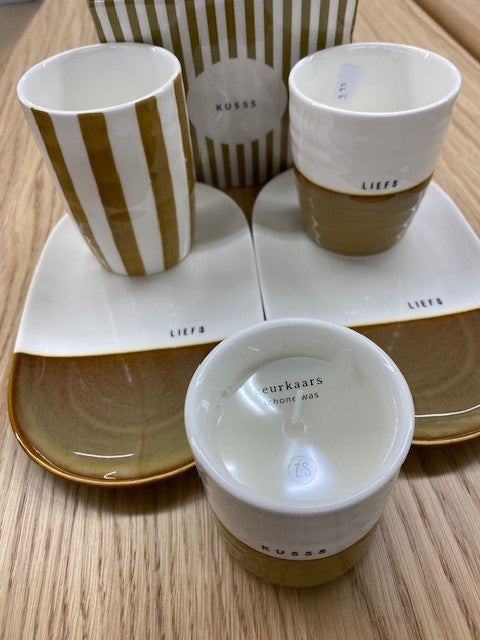 ZUSSS Koffiemok amber/oker strepen - Oosterlinck