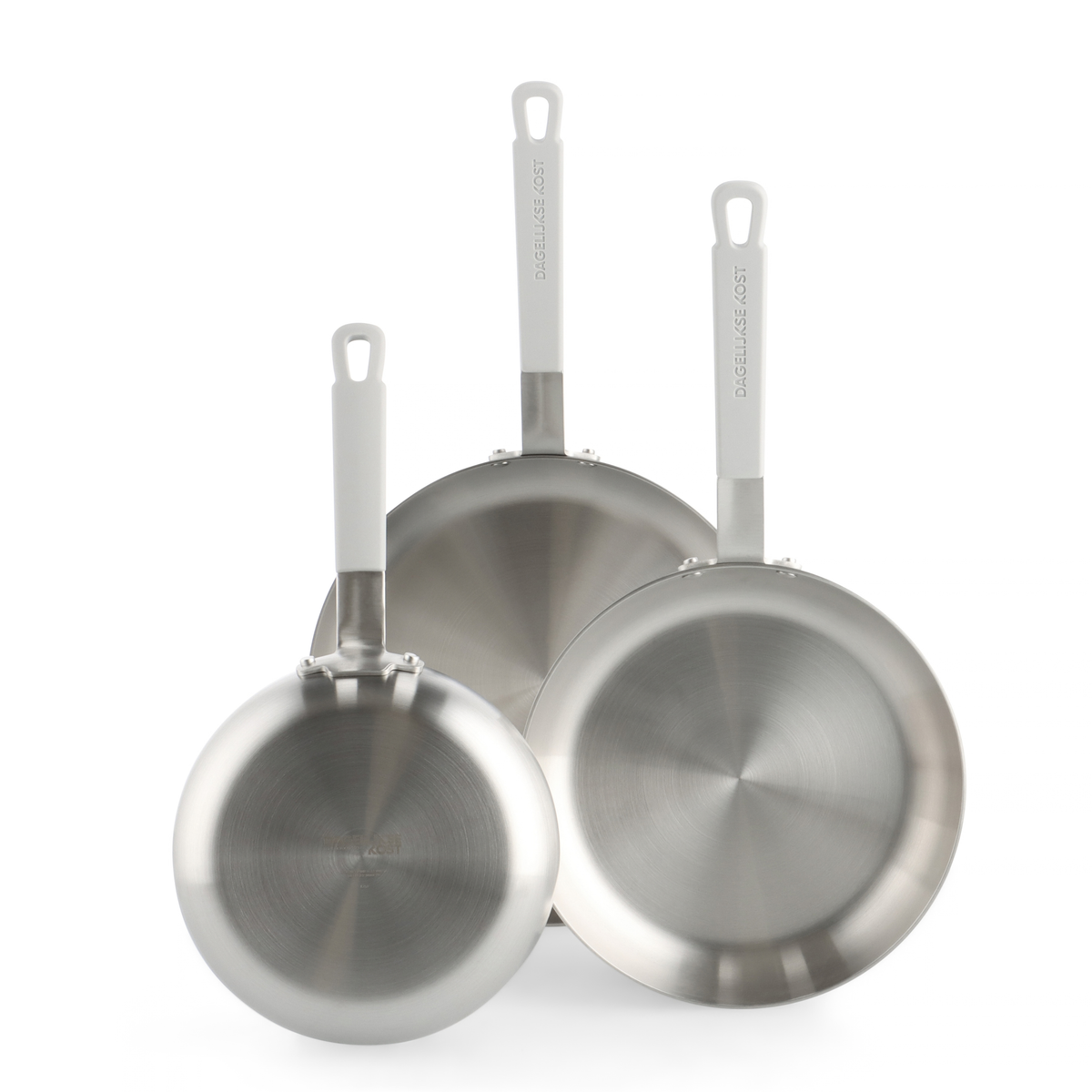 Driedelige Dagelijkse Kost Proline inox braadpannenset met bakpannen, wok en grillpan voor koken en bakken in de keuken