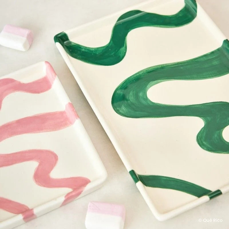 Que Rico Plateau Alejandro - Spanish Swirls Groen - Oosterlinck Home