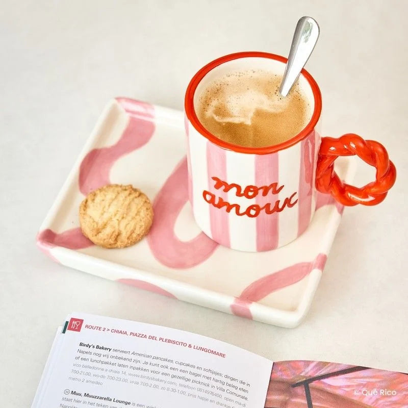 Que Rico Plateau Javier - Spanish Swirls Roze - Oosterlinck Home