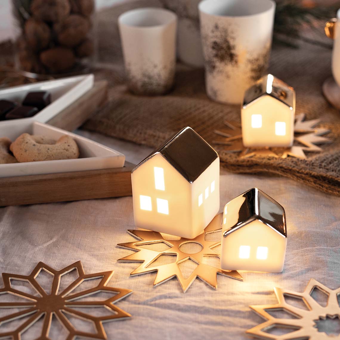 Räder Porseleinen Led-licht mini huisje - Oosterlinck Home