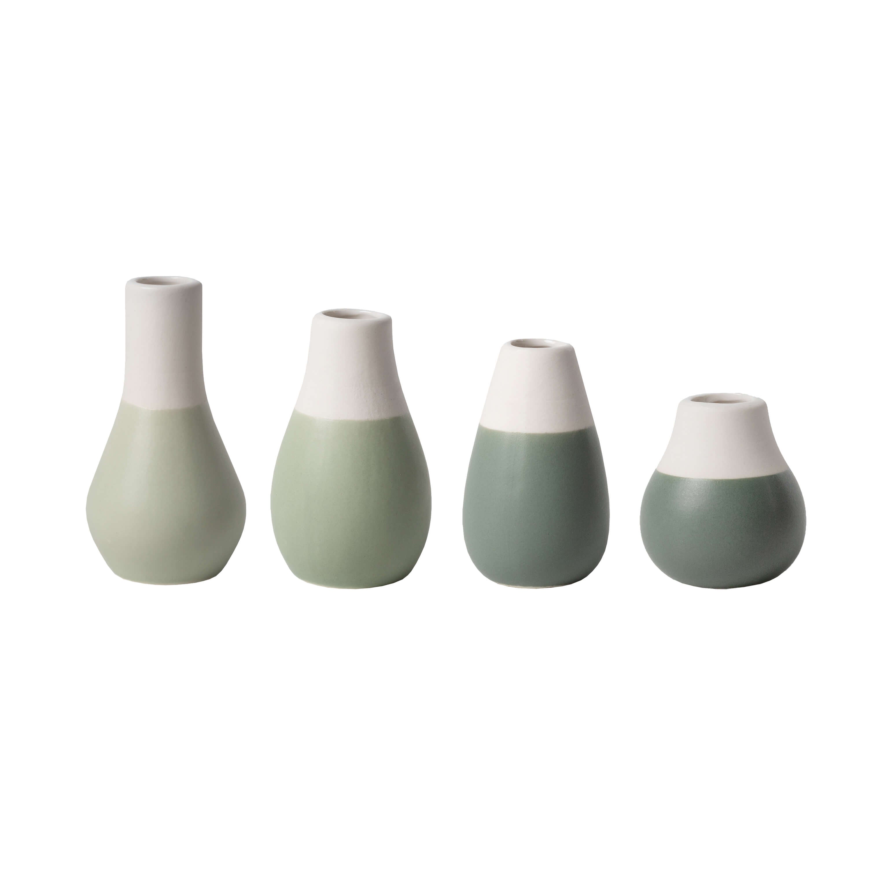 Räder Vaasjes set van 4 mini's pastelwit of groen - Oosterlinck Home