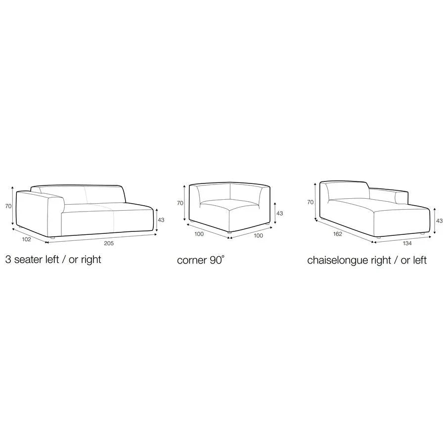 Sits Annie Driezit + chaise longue hoekbank 305cm - Oosterlinck