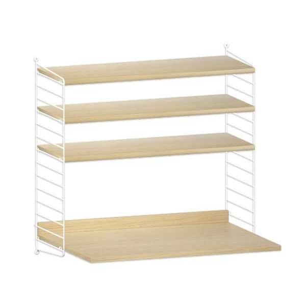 String System hangkast met bureau small wit eik - Oosterlinck
