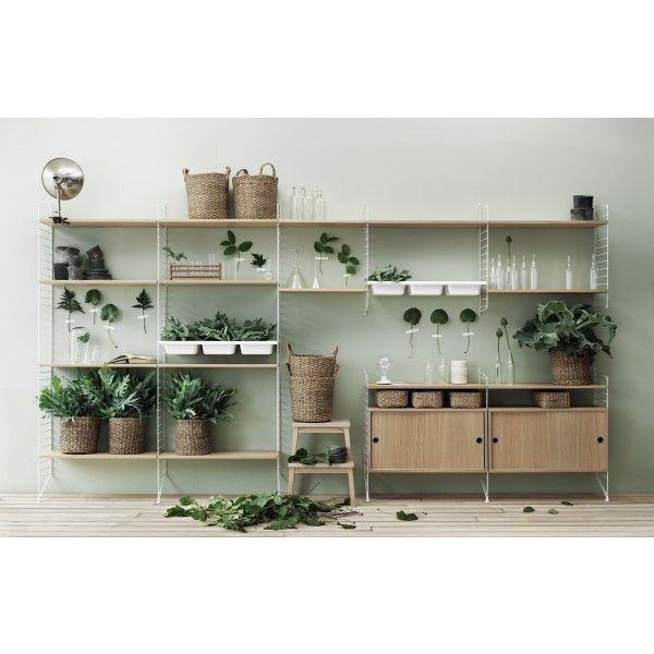 String System hangkast met bureau small wit eik - Oosterlinck