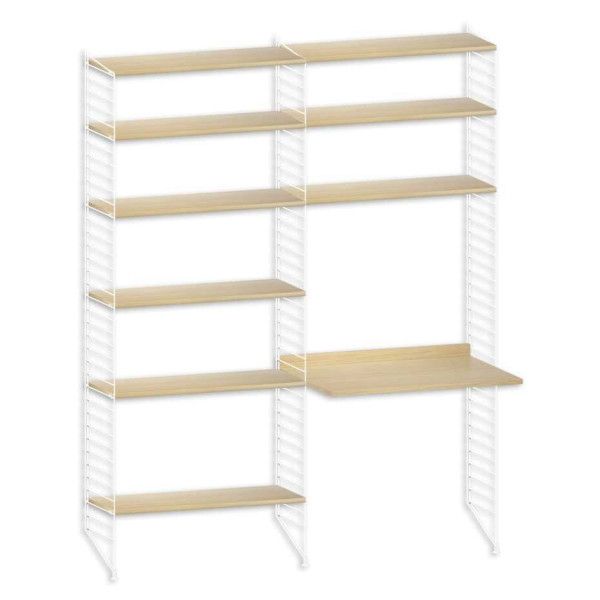 String System hoge kast met tafel bureau medium wit eik - Oosterlinck