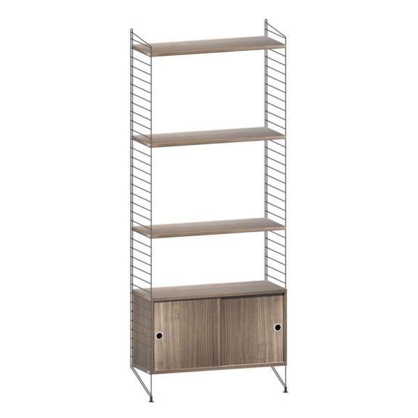 String System hoge kast small zwart walnoot - Oosterlinck