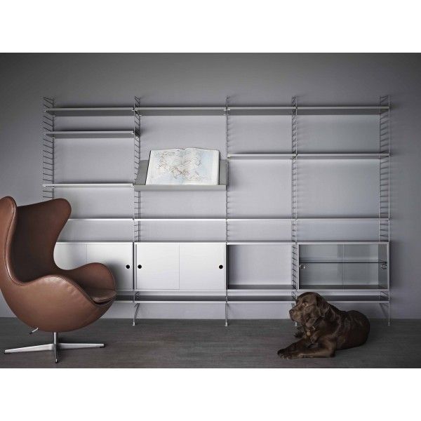 String System hangkast met bureau small grijs - Oosterlinck