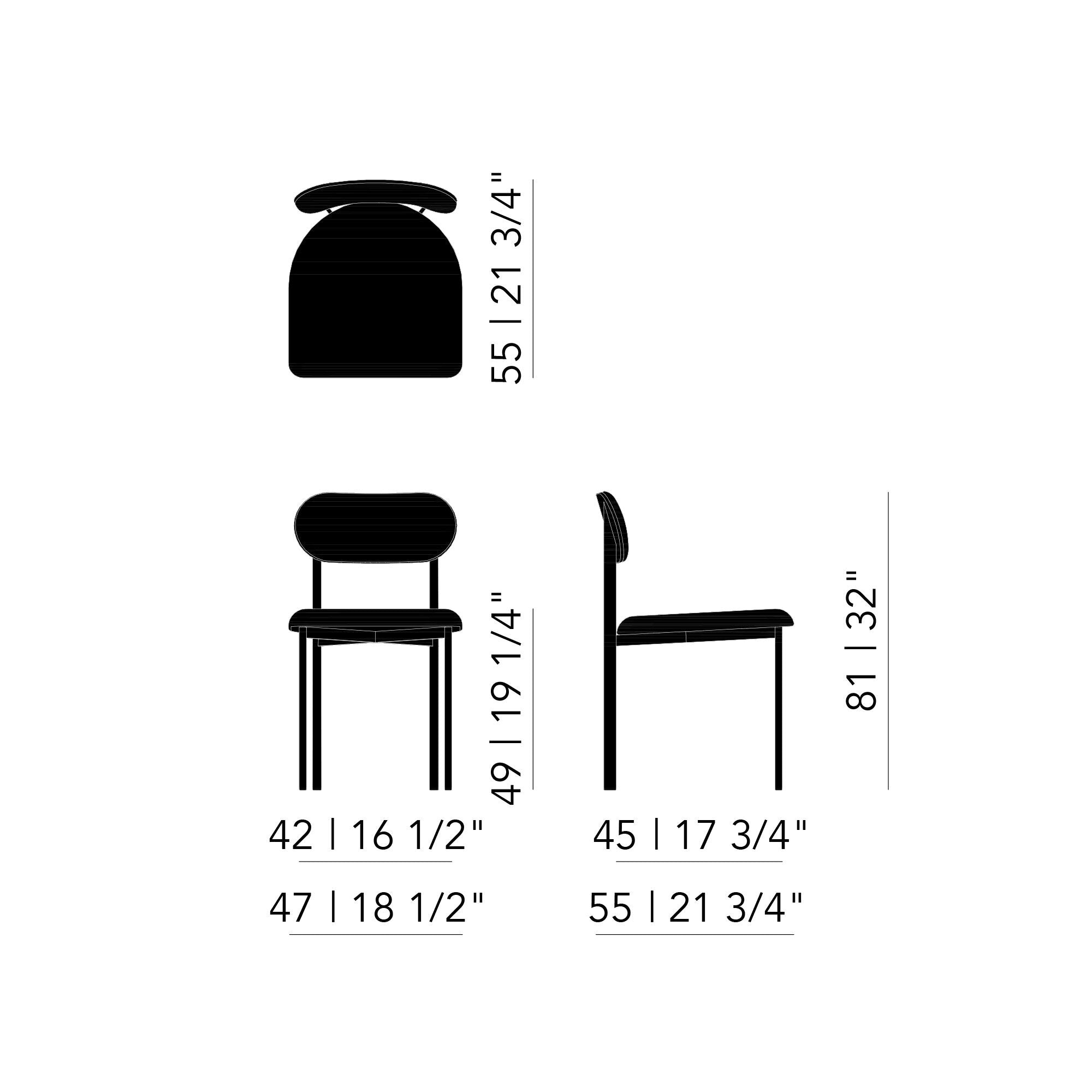 Studio Henk - Oblique chair beklede rug en zwart frame - diverse stoffen - Oosterlinck