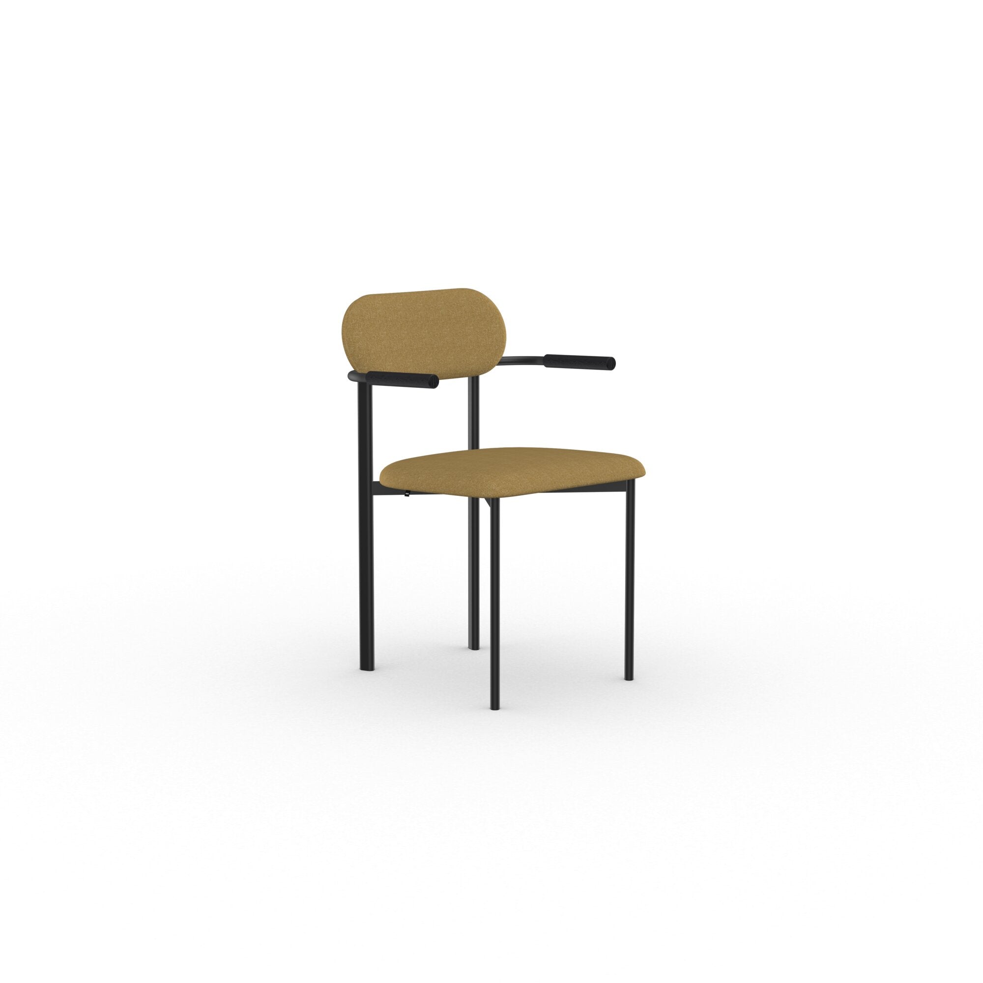 Studio Henk - Oblique chair armleuning, beklede rug en zwart frame - diverse stoffen - Oosterlinck