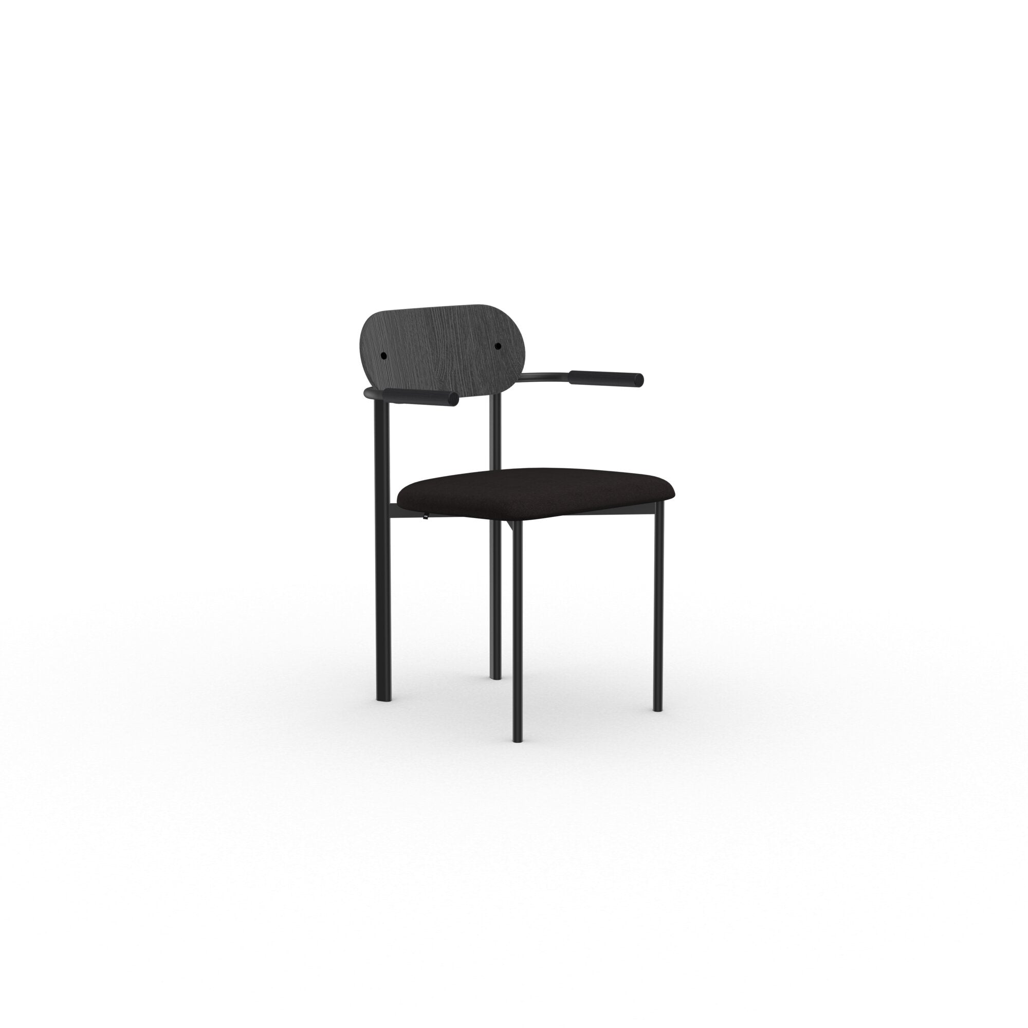 Studio Henk - Oblique chair armleuning, eiken rug en zwart frame - diverse stoffen - Oosterlinck