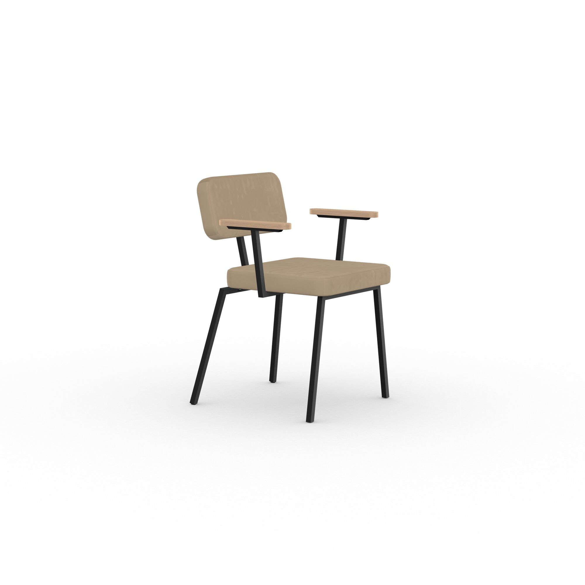 Studio Henk - ODE stoel met armleuning en zwart frame - diverse bekleding. - Oosterlinck