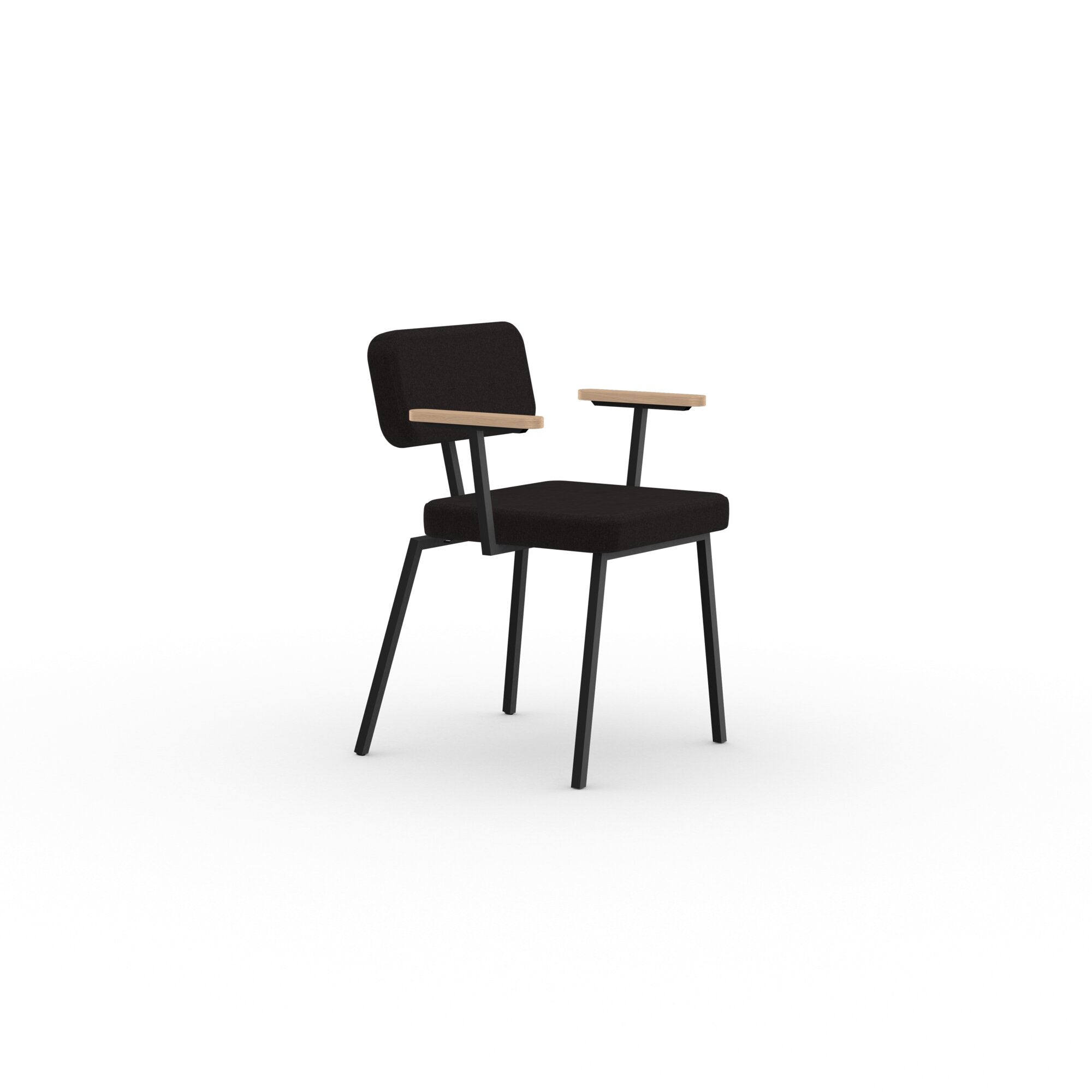 Studio Henk - ODE stoel met armleuning en zwart frame - diverse bekleding. - Oosterlinck
