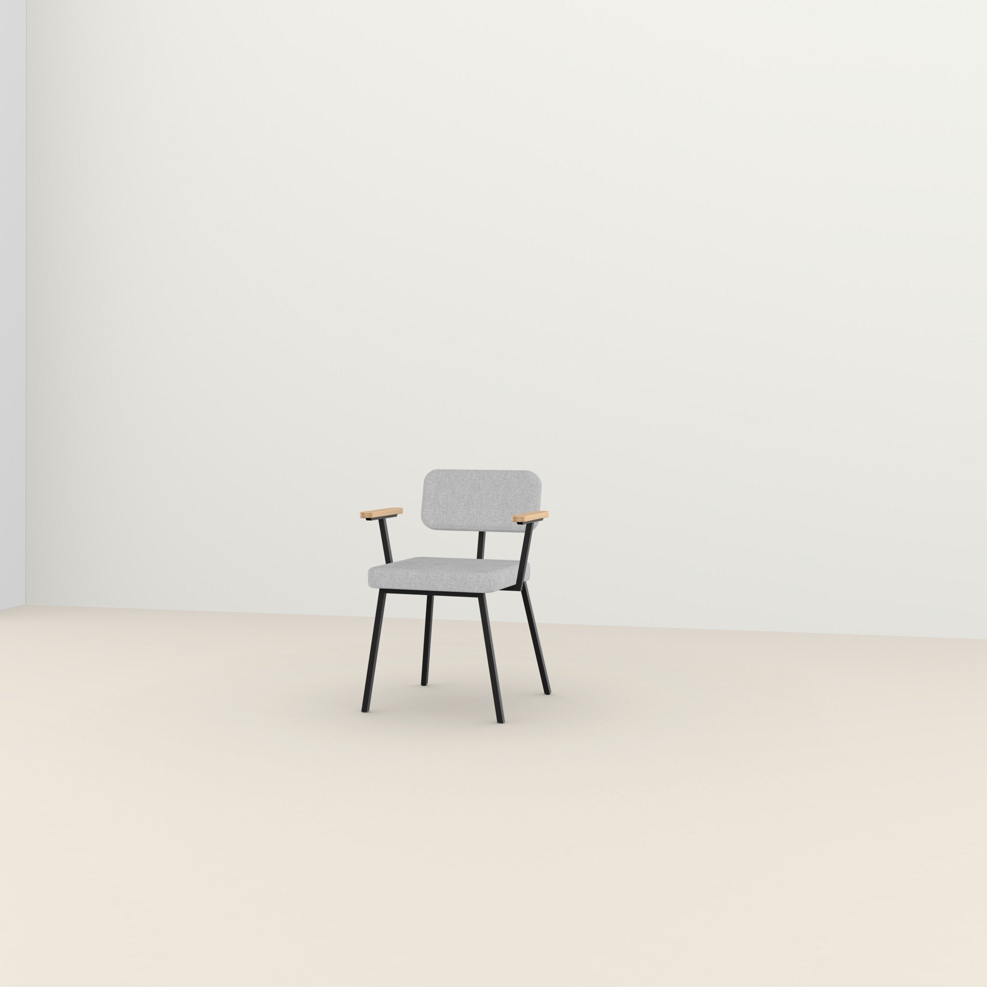 Studio Henk - ODE stoel met armleuning en zwart frame - diverse bekleding. - Oosterlinck